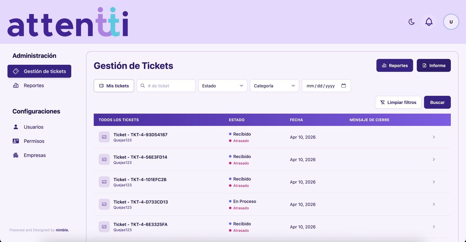 Attentti product screenshot